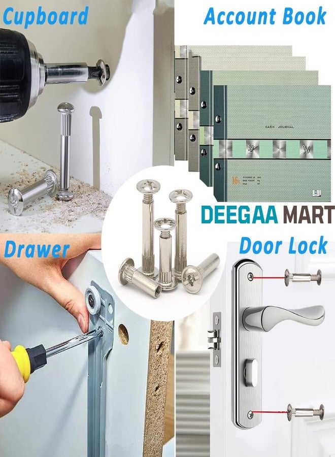 DEEGAA MART براغي توصيل الأثاث من ديجا مارت M6 30 مم، براغي M6 ذات غلاف، براغي تجميع الأثاث مع برغي، تجهيزات الخزائن لتوصيل ثابت - (المقاس: M6، 15 مجموعة) - Image 5
